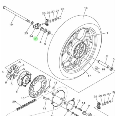 Genuine Part Yamaha YZF R3/MT-03 2015-2024 Rear Collar Wheel Assy