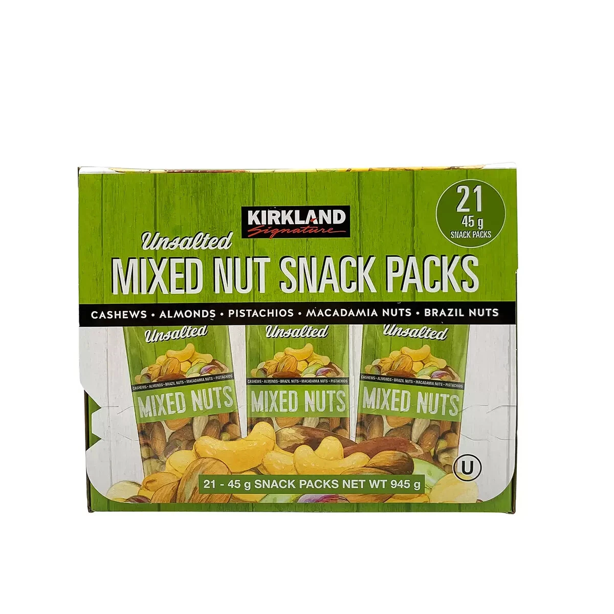 Kirkland Signature Unsalted Mixed Nut Snack Packs 21 x 45g