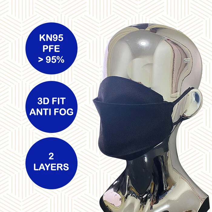 Black Face Mask in Black, 4 Masks Pack, 3D Fitted mask - Image 4 of 4