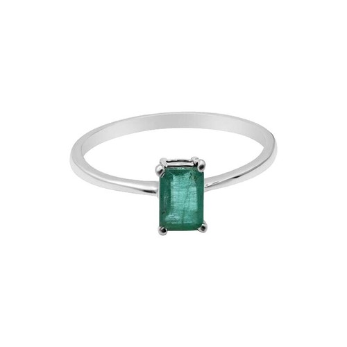 Sterling Silver 1 Ct Emerald Cut September Birthstone Ring - Statement CZ Solitaire Ring For Women (Size 9) - View #5