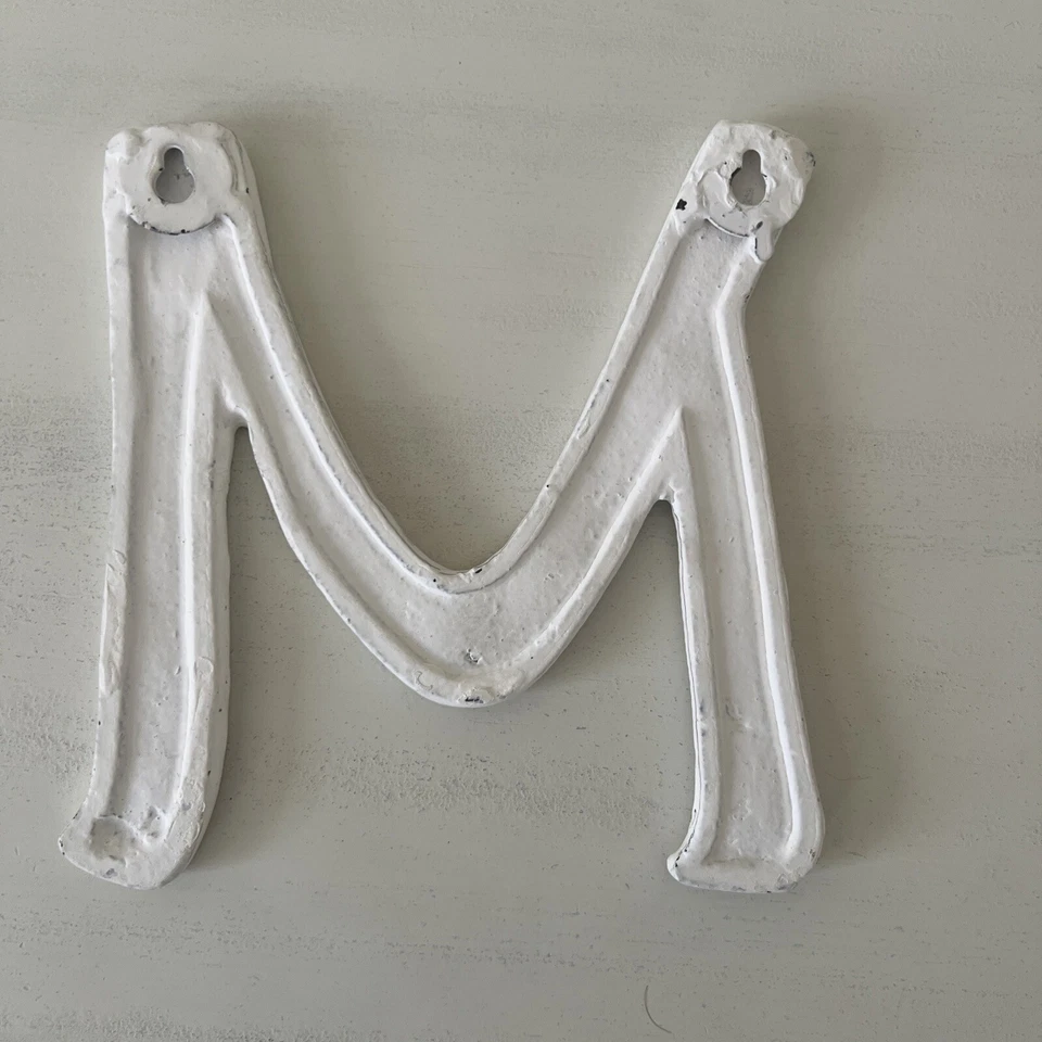 Monogram Initial M Pottery Barn Teen ~ WHITE RUSTIC METAL LETTER "M" ~ NIB HTF! - Image 2 of 3