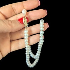 Vintage Button Pearl Necklace 14k Yellow Gold Filigree Clasp Estate Jewelry 16"