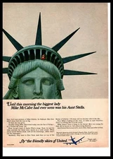 1966 United Airlines Boy Atop Statue Of Liberty Fly the Friendly Skies Print Ad
