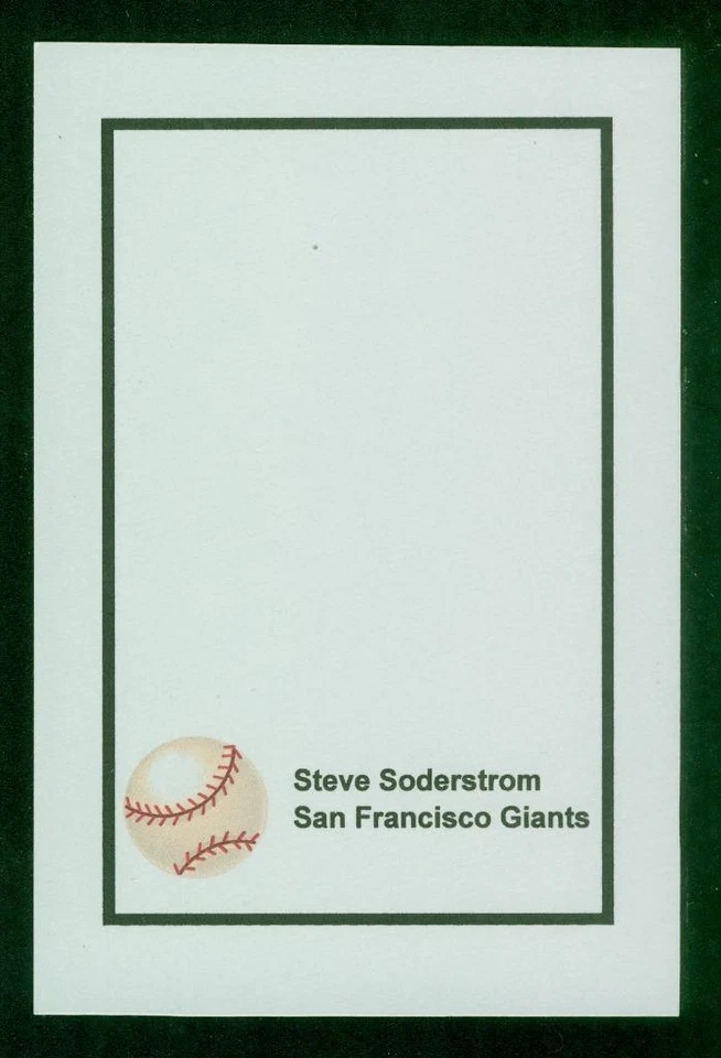 #1141, 4" x 6" Photo Card, Signed-Autographed, Steve Soderstrom, S. F. Giants - Image 2 of 2