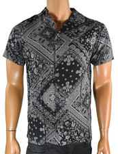 And Now This Mens Shirt S New Button up Black Printed Short Sleeves