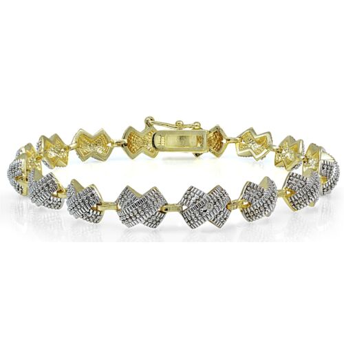 Genuine Diamond Accent X Tennis Bracelet in Gold Tone - 第 1/3 張圖片