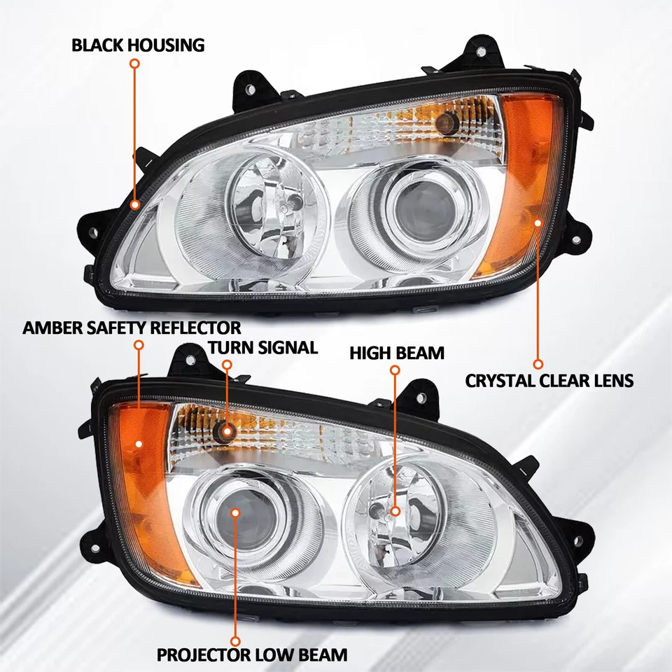 Juego de faros izquierdo y derecho Kenworth T170 T270 T370 2008-2018 T660 2008-2018 Foto 3 de 4