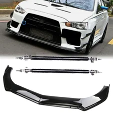 Front Bumper Lip Splitter Spoiler +Strut Rods Bar Rods FOR MITSUBISHI LANCER