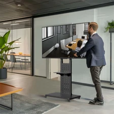 Heavy Mobile TV Floor Stand TV Mount for 32’’-65” TV Screen with Storage Shelves