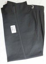 New Classic Black Wool Formal Tuxedo Trousers Tux Pants Adjustable Waist Pant