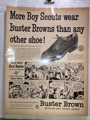 1953 Buster Browns Boy Scout Shoes Print Ad Official Dress Oxford Rod Baxter