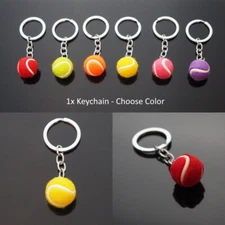 Mini Tennis Ball Keychain Novelty Key Ring Player Gift - 6 Colors to Choose
