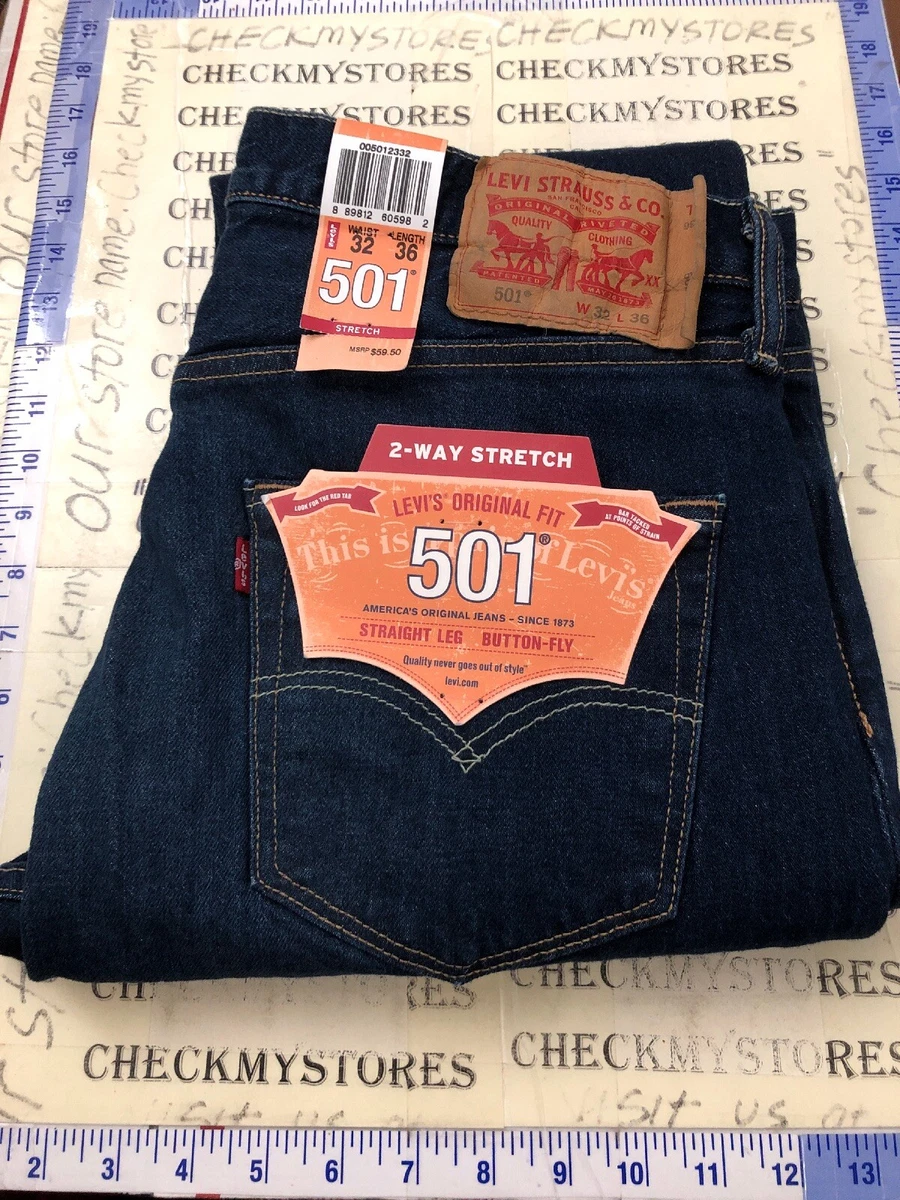 Levi s Men s 501 Original Fit Jeans Straight Leg 00501 2332 2 WAY STRETCH 32 36