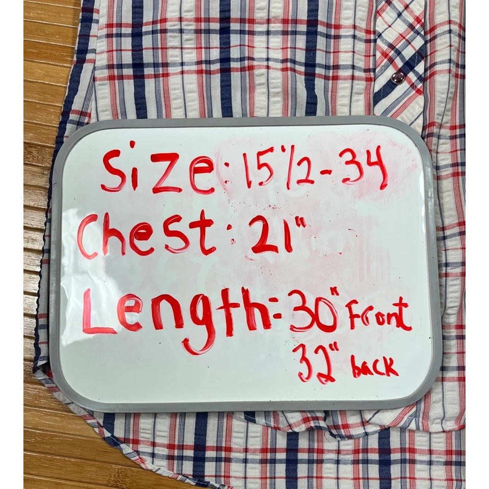 Vintage Miller Western Wear Mens Cowboy Pearl Snap Shirt Blue Red Plaid 15.5-34 - Image 4 of 4