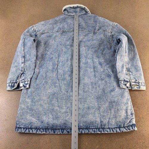 Boohoo Blue Women's US Size 4 Oversized Acid Wash Fleece Lined Denim Jacket NWT - Picture 8 of 9