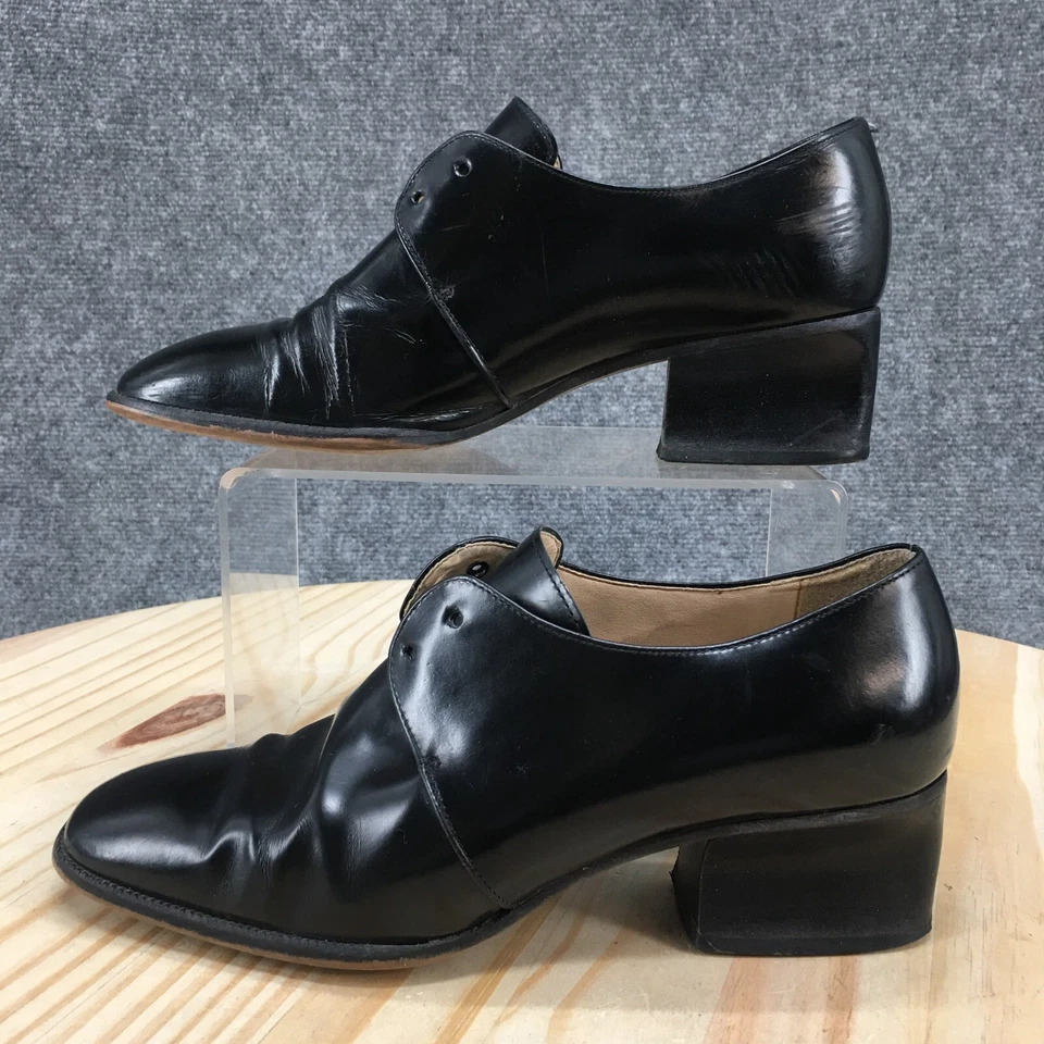 Zapatos de tacón Enzo Angiolini para mujer 6 M Oxford cómodos cuero negro con cordones Foto 2 de 4