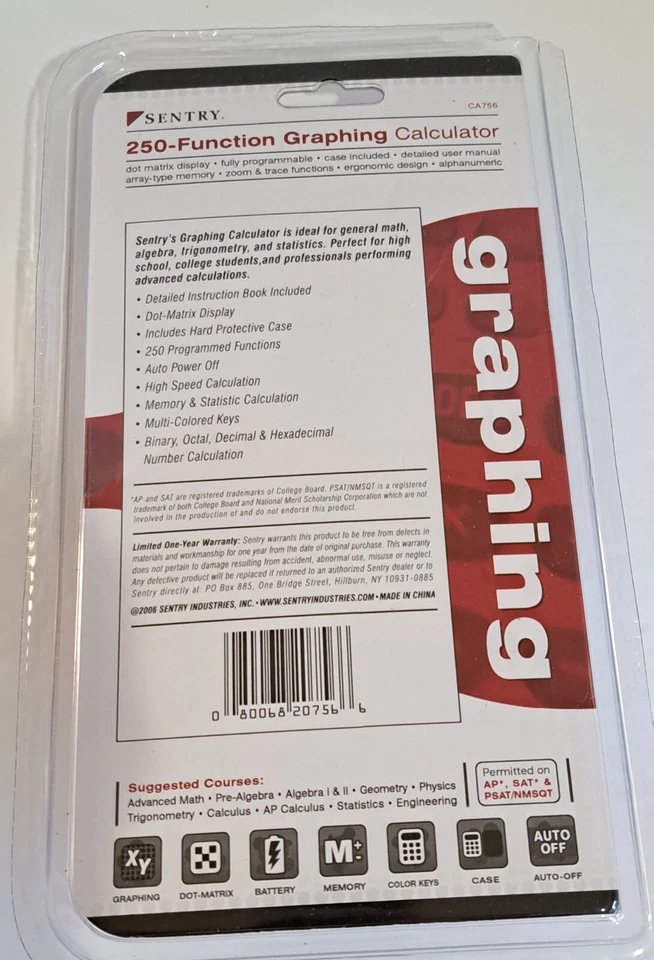 New SENTRY 250-Funtion Graphing Calculator and New Casio fx-260 SOLAR Scientific - Image 2 of 4