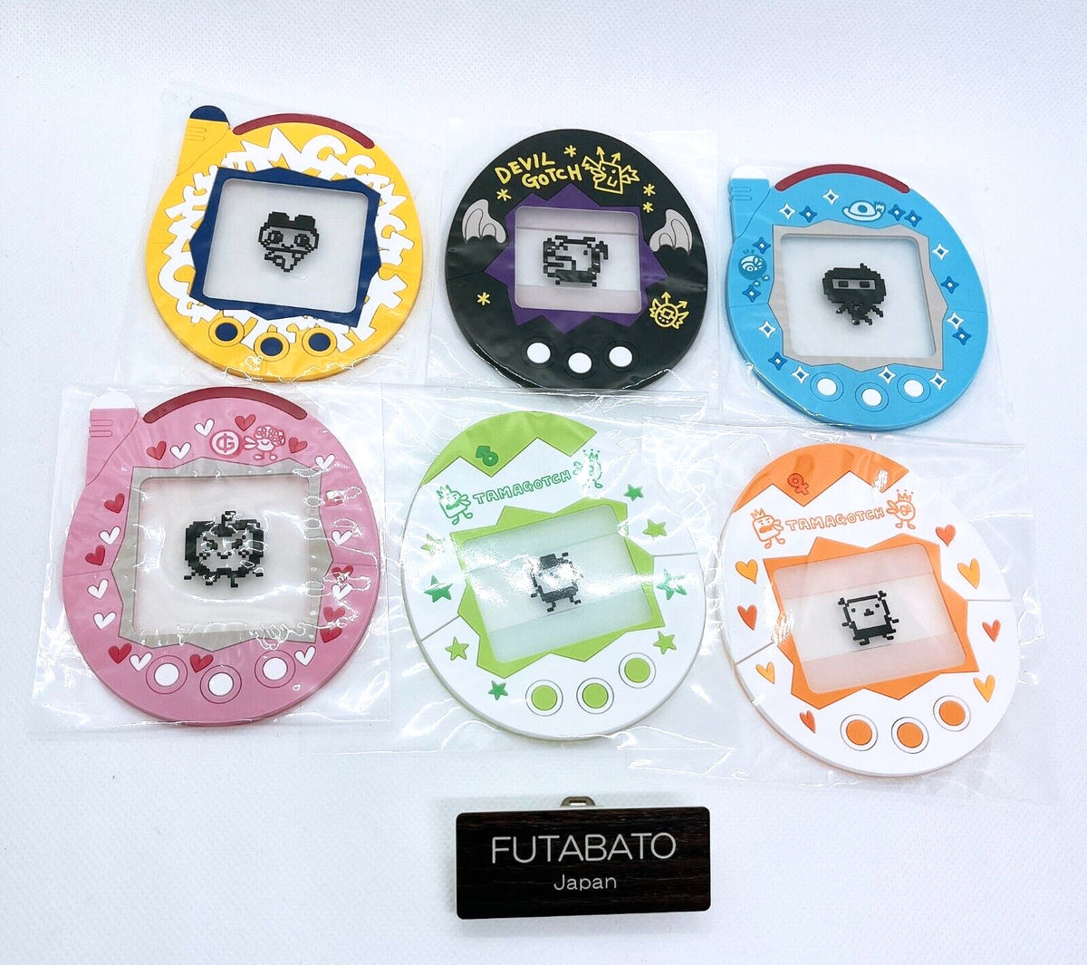 Set of 6 Tamagotchi Clear Rubber Coaster2 Flat Gashapon Bandai
