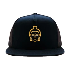 Buddha face embroidered mesh trucker baseball cap, Buda face trucker cap hat