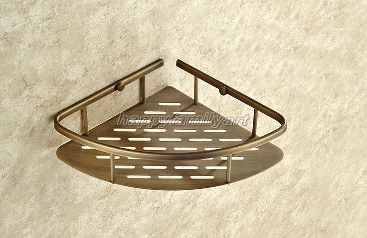 Bathroom Antique Brass Wall Mounted Shower Shelf Caddy Basket Storage yba520