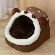 Pet House Cozy Brown Bear Pet Nest: Perfect for Cats & Dogs of All Sizes