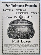 Vintage Print Ad Antique Pozzoni Powder Puff Box Art St Louis 1895