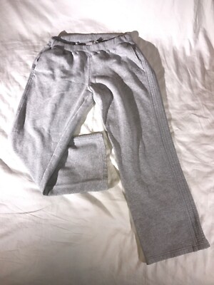 Adidas Men's Grey 3 Stripe Straight Leg Pull On Sweatpants Joggers