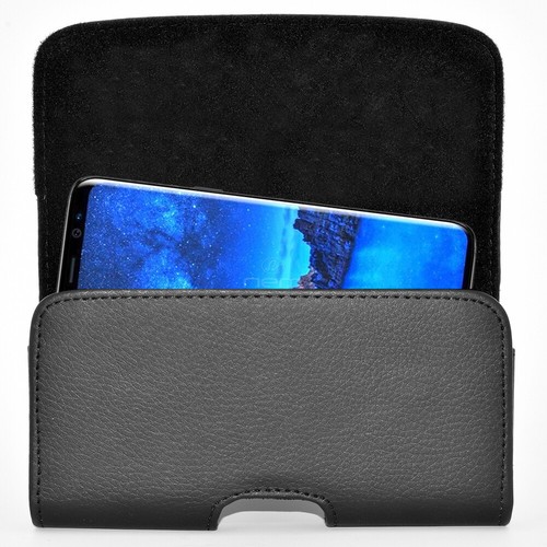 Black Horizontal Leather Cover Belt Clip Holster Case Pouch For iPhone 14 Plus - Picture 2 of 5