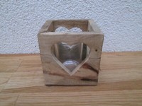 Windlicht Herz Dekor Aus Mangoholz, Glas Braun (B/H/T )12X12X12Cm Wohnen Liebe