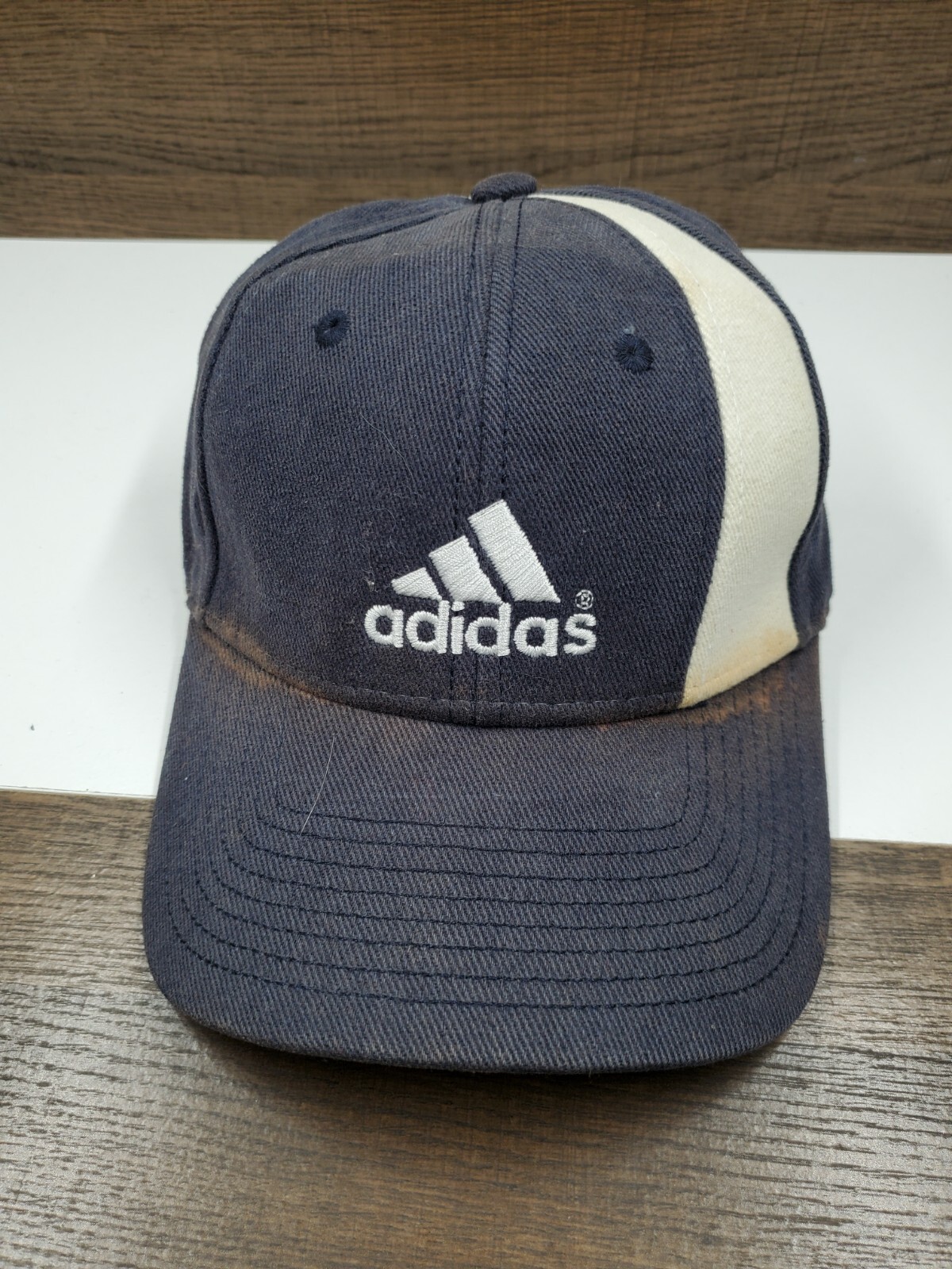 VINTAGE Adidas 90s Hat Blue Cap Snap Back With Single White Panel