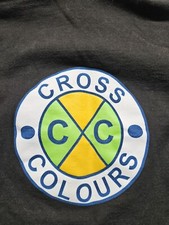 Vintage Cross Colours Cropped Hoodie Women  s Medium Black Hip Hop 90s