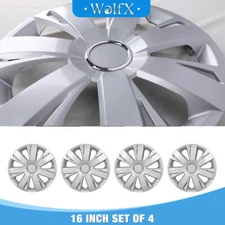 16 Inch 4Pc Silver Wheel Rim Covers On Full Snap Hubcaps Caps For R16 Tire & Rim