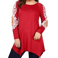 Women's blouses tops tunics women's fashion party wedding dress red XXL size 44-46-48