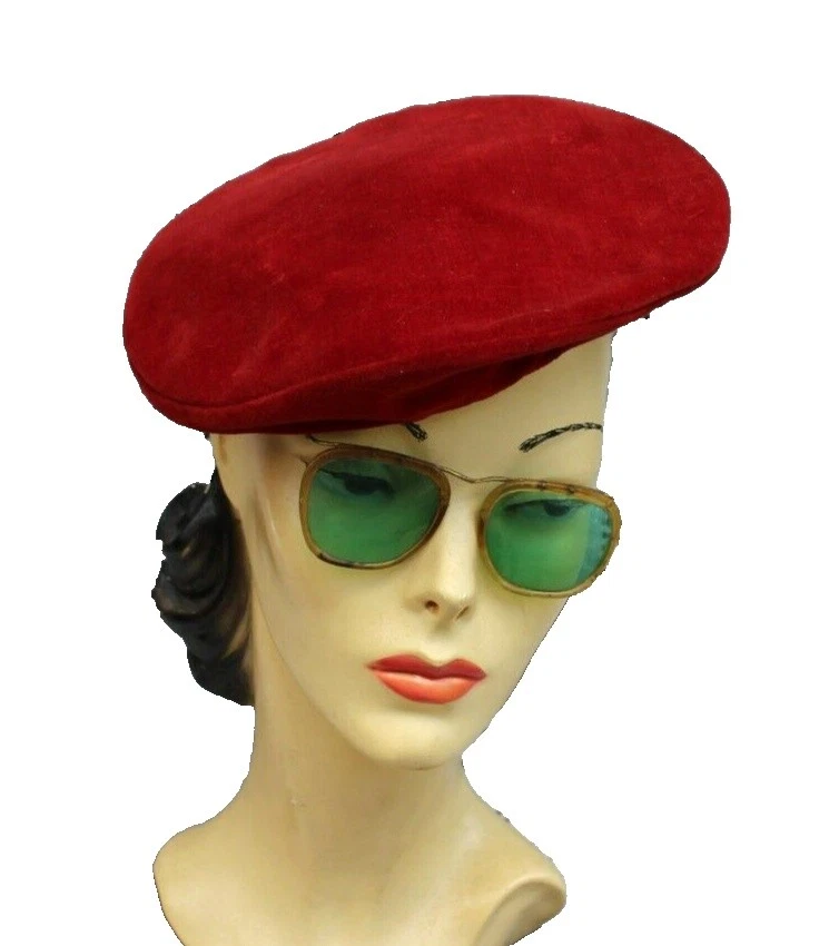 Boina de Veludo Chapéus Vintage década de 1940 para mulheres