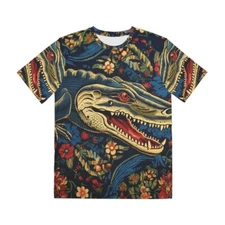 All Over Print Graphic Unisex T Shirt Bluegrass Alligator Floral Outdoors Animal