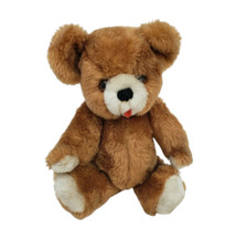 12" VINTAGE 1970's DAKIN BROWN WHITE JOINTED TEDDY BEAR STUFFED ANIMAL PLUSH TOY