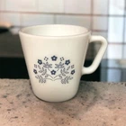 Vintage Pyrex 1410 Blue Flowers 10oz Milk Glass Coffee Cup Mug