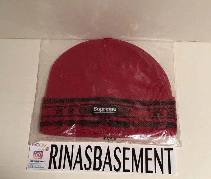 Boîte à chapeau à bonnets en maille en maille logo rouge neuf FW17 100 % authentique