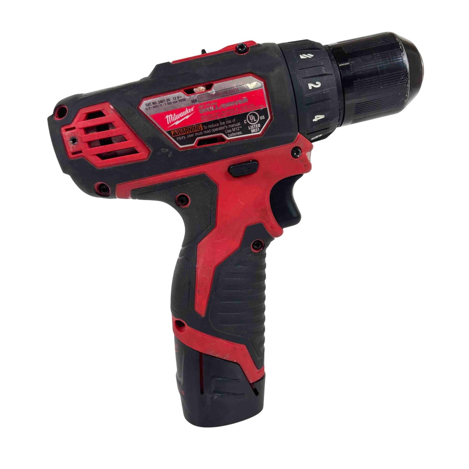 Milwaukee 2407-20 M12 12V Lithium-Ion 3/8" Cordless Drill - 9755