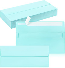 50 Pack 10 Business Envelopes, Self Seal Standard Light Blue Envelopes for Secu