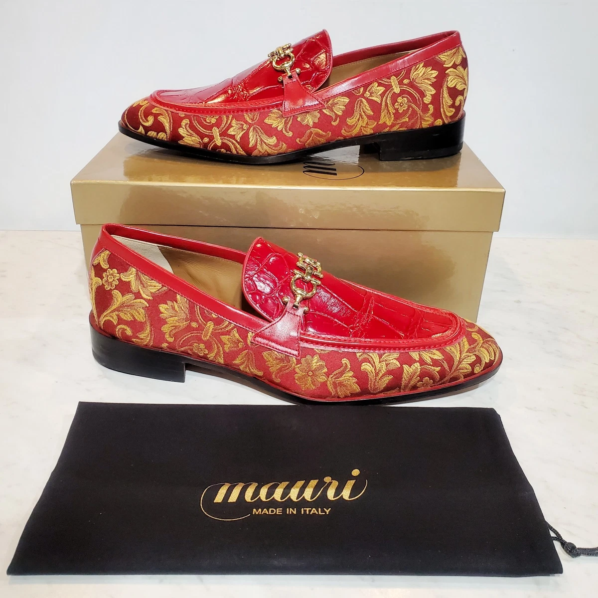 Mauri Genuine 4954 Red Alligator Skin Men Dress Shoes Loafers US 10, EU 43 MAURI 8814 | Cellini Uomo main image 2
