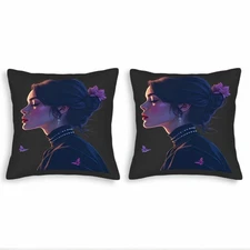 Elegant Throw Pillow Covers Set of 2 18x18in featuring a serene woman 