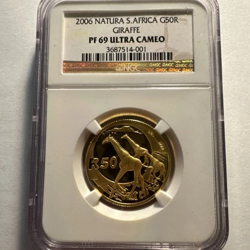 2006 GOLD SOUTH AFRICA GIRAFFE 50 RAND NATURA 1/2oz NGC PF69 ULTRA CAMEO