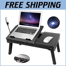 Multi-Functional Foldable Laptop Desk with LED Light and USB Ports for Comfort