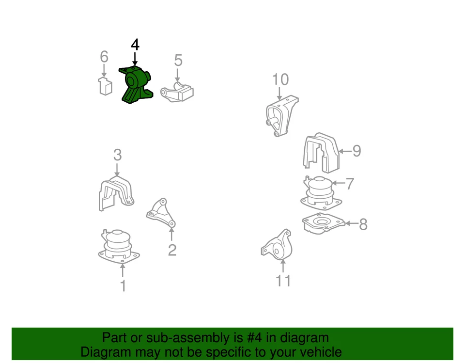 Genuino 2007-2013 Acura MDX - Conjunto de montaje lado del motor 50820-STX-A02 Foto 2 de 2