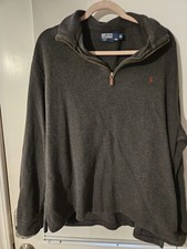 Ralph Lauren Polo Men's Black Estate Ribbed Quarter Zip Pullover Sweater Size XL
