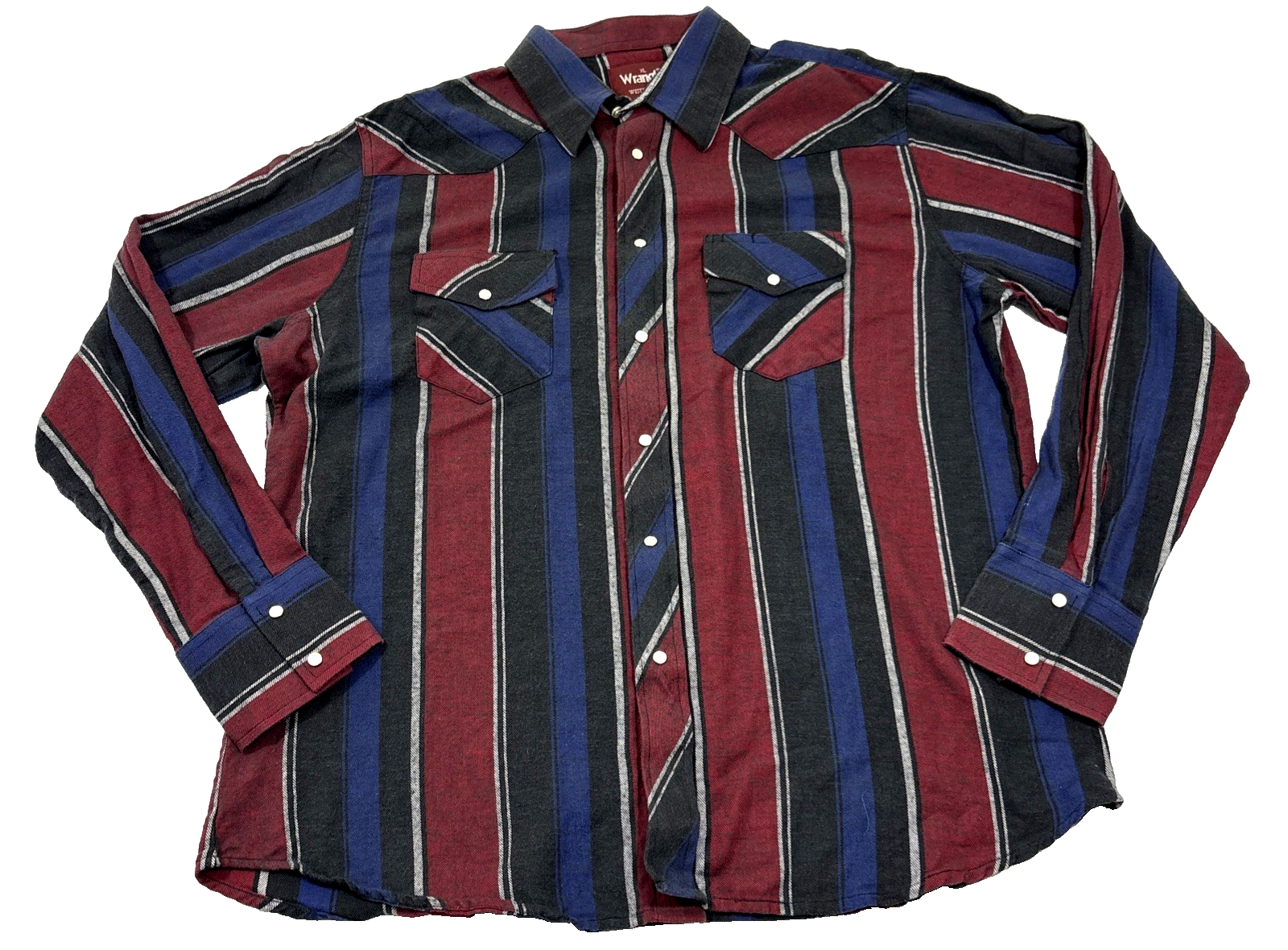 Wrangler Western Shirt Mens XL Striped Long Sleeve Pearl Snap Cowboy Rodeo EUC