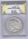 1934 Peace Silver Dollar + EF 40 Details ~Cleaned + ANACS + No Reserve!