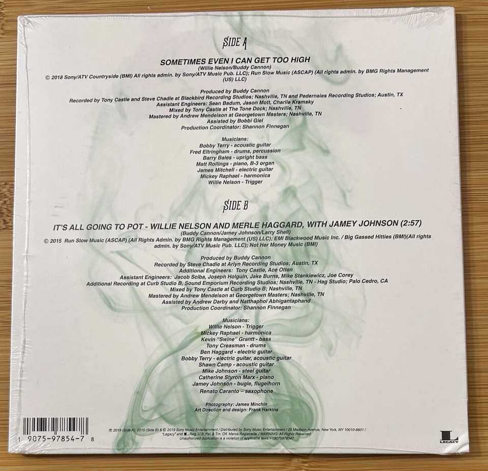 Willie Nelson "Sometimes Even I Get Too High"  7-Inch Vinyl - RSD 2019 - NEW - Image 4 of 4