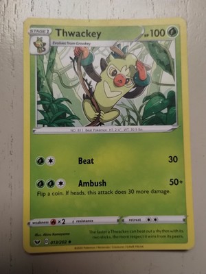Thwackey Pokémon Card - Stage 1 Grass Type, 100 HP | eBay